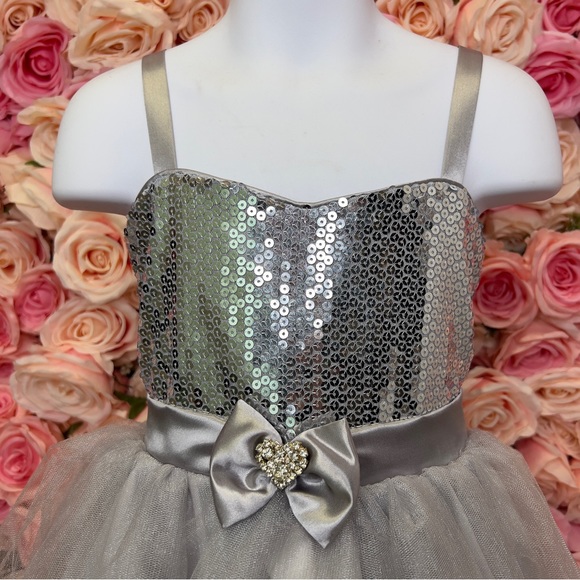 Little Girls Ankle Length Brown Taffeta Dress - Picture 3 of 9